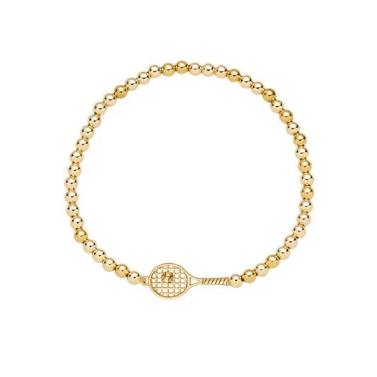 Gold Beaded Tennis Racket Bracelet